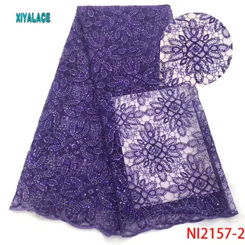 

Purple Color Nigerian Mesh Lace Sequins Lace Fabrics African Lace Fabric for Wedding Party Dresses Sequence Lace Fabric YANI2157