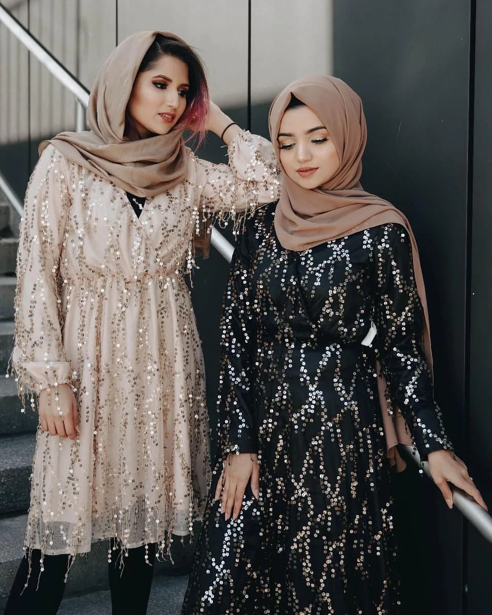 Мусульманский марокканский женское платье-Кафтан элегантные мусульманские блестки арабское платье Абаи кистями Индонезия Рамадан ИД турецкий Исламская, молитвенная