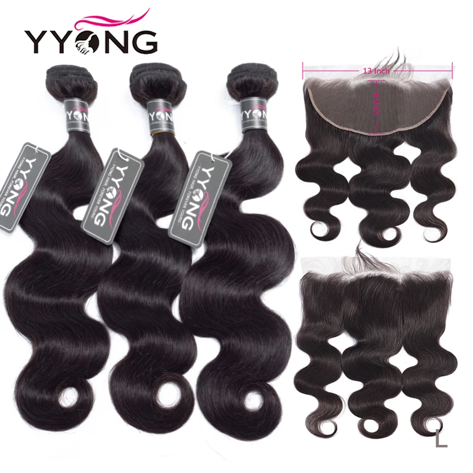 

YYong Malaysian Body Wave 3 Bundles With Frontal 13x6 Ear To Ear Lace Frontal With Bundle Remy Human Hair Weave With Frontal