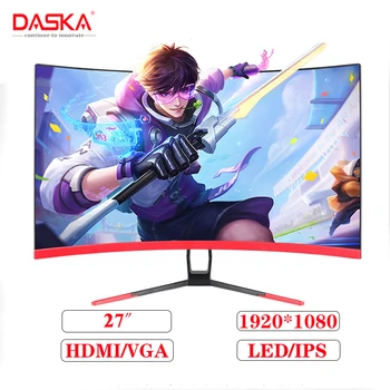 

DASKA 27-inch IPS LCD monitor HD 1080P LED computer display 27-inch gaming contest curved widescreen 16: 9 VGA / HDMI display