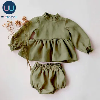 

Baby Girl Clothes Set 0-24M Long Sleeve Baby Dress+Baby Shorts Cotton White Green Pink Autumn Cute Infant Baby Girl Outfits