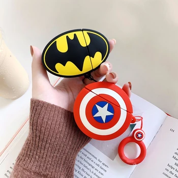 

100pcs Superheros Bluetooth Earphone Case Protective Cover Skin Accessories for Airpods Cases Charging Box with Ring Strap