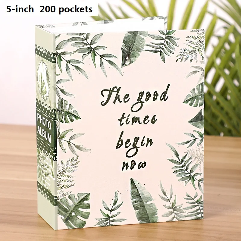 Green Plant Print 5/7-inch Photo Album Memory Book for Wedding Photo Gift Picture Card Collect Holder 100-200 Page Small Albums - Цвет: D  5-inch