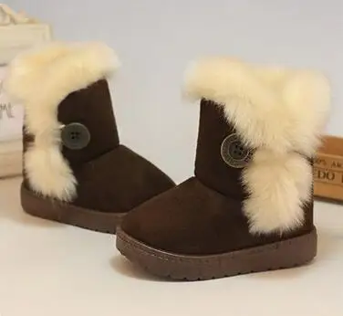 Winter Children Snow Boots Warm Thick Plush Kids Boots Suede leather with Fur Girls Boys Cotton shoes SHOEHWETXDX