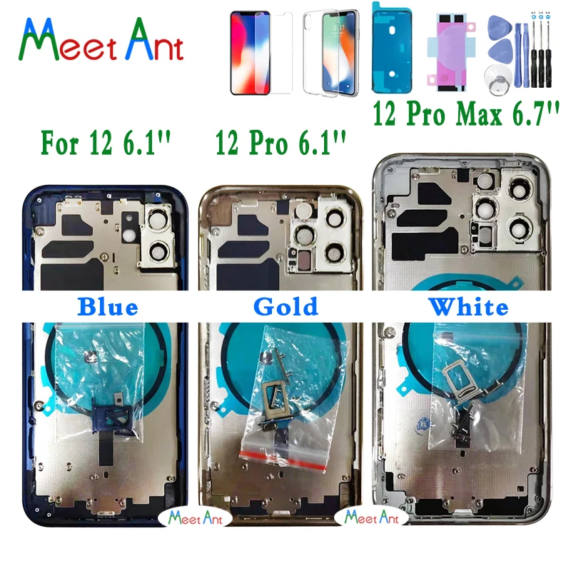 frames for phone photos AAA High Quality Back Cover For iphone 12 12Mini / 12pro 12 Pro Max Housing Cover Rear Door Chassis Middle Frame with Back Glass mobile transparent frame