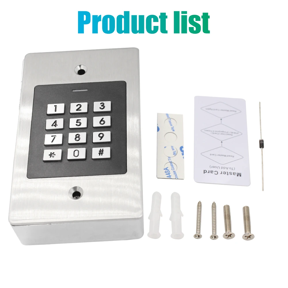 Waterproof Door Keypad Password Access Controller Reader 1000 Users Wiegand 26 125khz Proximity Card Key Reader Access Control