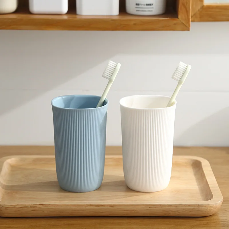 

360ML Simple Design Brushing Cup Anti-slip Stripe Cup Body Bathroom Accessories Brush Holder PP Cup Mug for Toothbrush