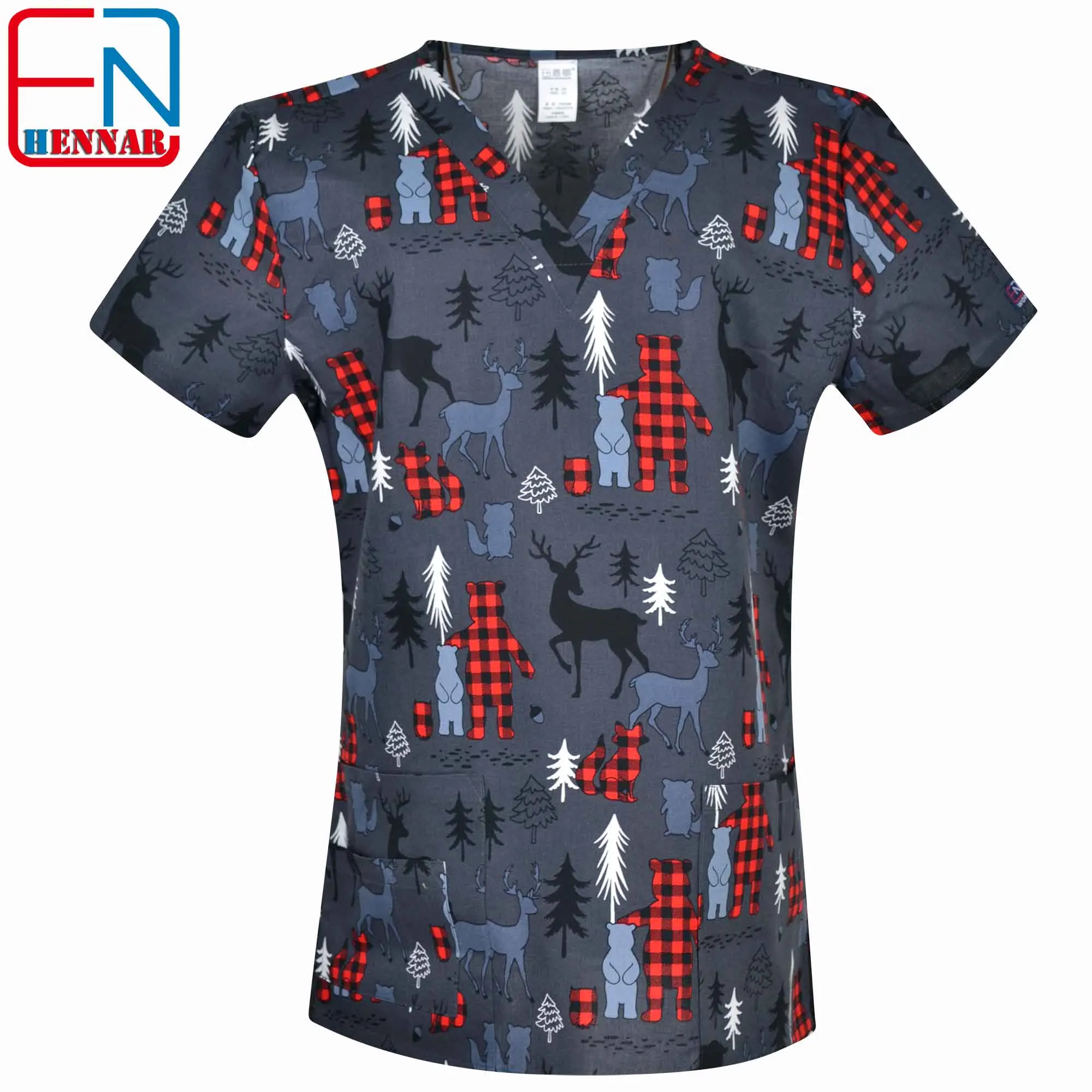 Christmas Scrubs Tops For Women Uniforms Scrub Top Scrub Uniform 100