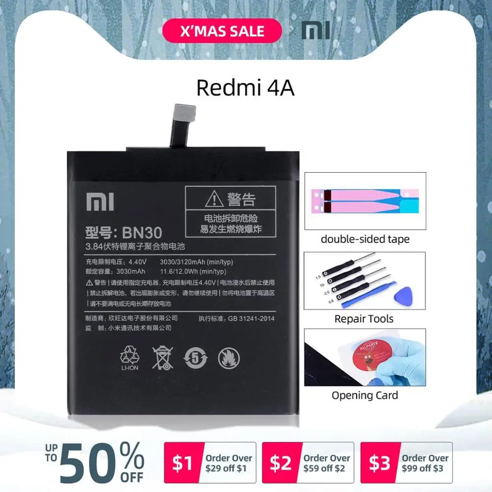 Аккумулятор для XIAOMI Redmi 4A BN30 3030mAh