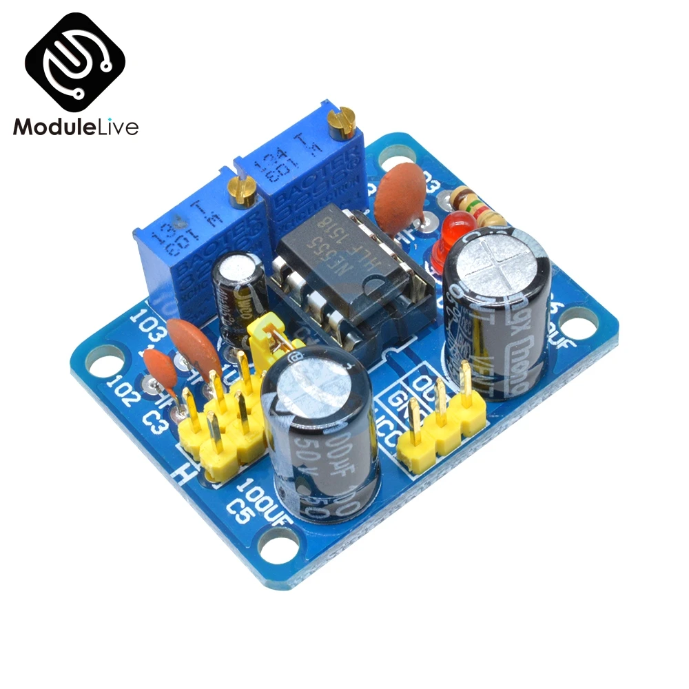

NE555 Pulse Frequency Duty Cycle Square Wave Rectangular Wave Signal Generator Adjustable 555 Board NE555P Tools Module