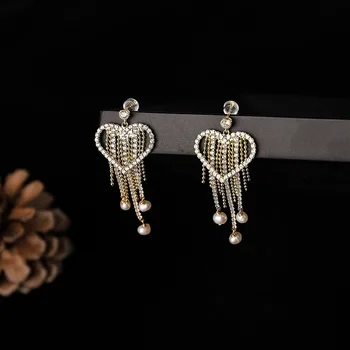 

Handmade Natural Fresh Water Baroque Pearl For Women Long Tassel Drop Earrings Fine Jewelry