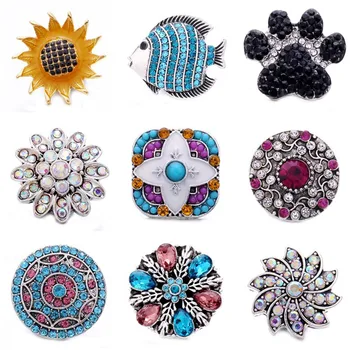 

5pcs/lot Snap Jewelry Fashion Rhinestone Flower 18mm Snap Buttons Jewelry Fit 18mm 18mm Leather Snap Button Bracelet
