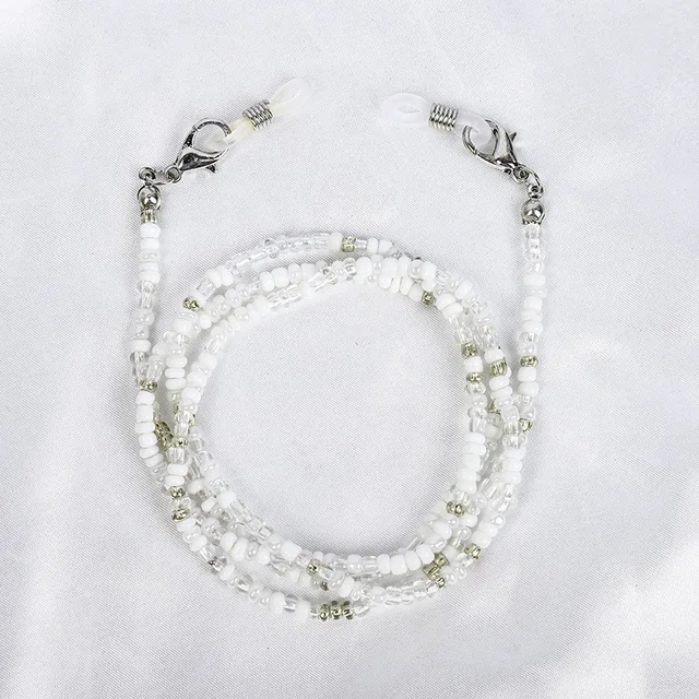 Bohemian Colored Mask Strap Beaded Glasses Chains Women Face Mask Lanyard Anti Slip Women's Neck Chain For Eyeglass Sunglasses white