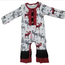 Милый Рождественский детский комбинезон с длинными рукавами высококачественный органический хлопковый Детский комбинезон