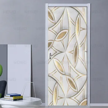 

3D Stereo Golden Soft Bag Door Stickers Window Vinyl Sticker PVC Self-adhesive Wallpaper Home Decor Removable Mural Poster