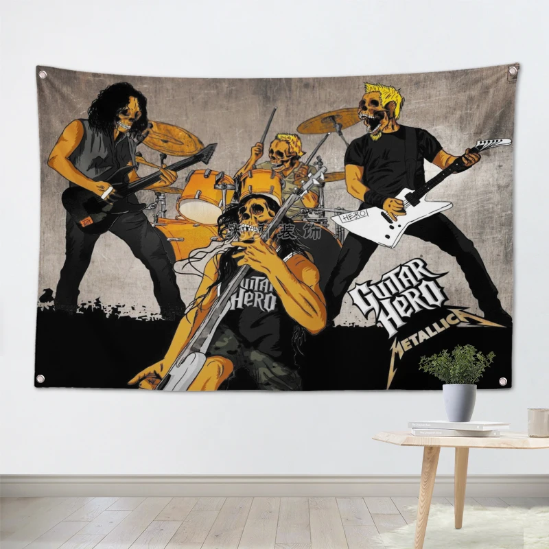 

rock band poster banner 4 holes hanging flags 56X36 inches Games billiards hall decor wall background