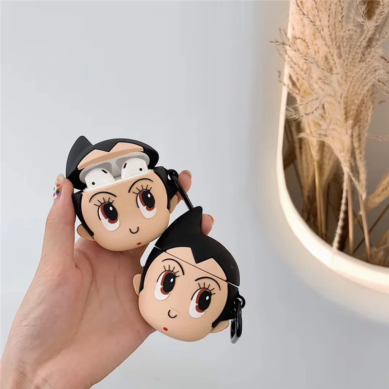 

Case for Airpods Accessories Bluetooth Earphone Case for Airpods 2 Protective Cover Cute Silicone with Keychain Astroboy Design