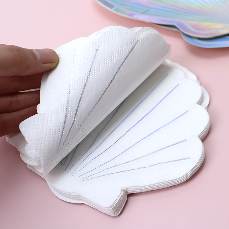 20pcs Party Supplies Wedding Decor Gilding Tableware White shell Napkin Disposable Soft Eco-friendly Portable Birthday | Дом и сад