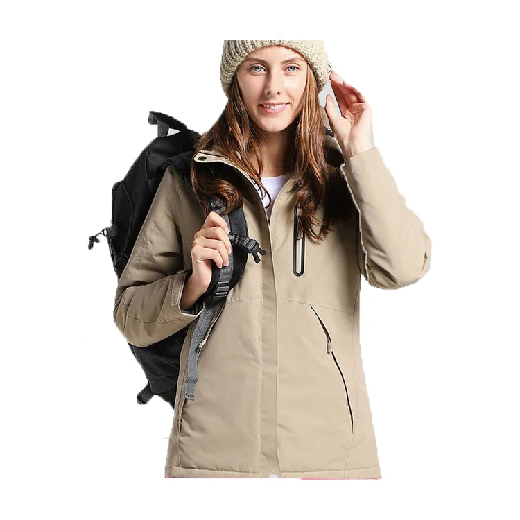 khaki women Зимние толстые походные куртки, теплая хлопковая верхняя одежда, мужские и женские уличные водонепроницаемые ветрозащитные пальто, пара альпинистских лыжные куртки - Цвет: khaki women