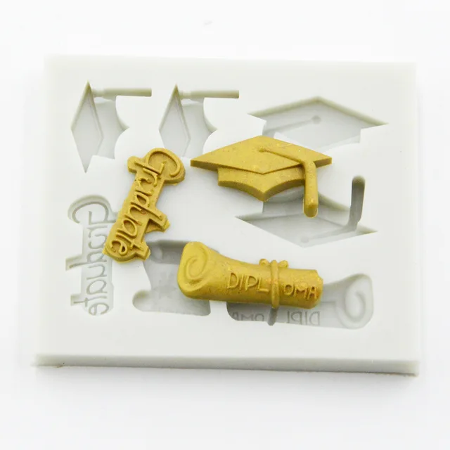 Diploma Kalap Sapka Gyanta Penész Szilikon Konyhai Sütemények Diy Csokoládé Tészta Cukorka Fondant Desszert Torta Csipke Dekoráció - Image 6