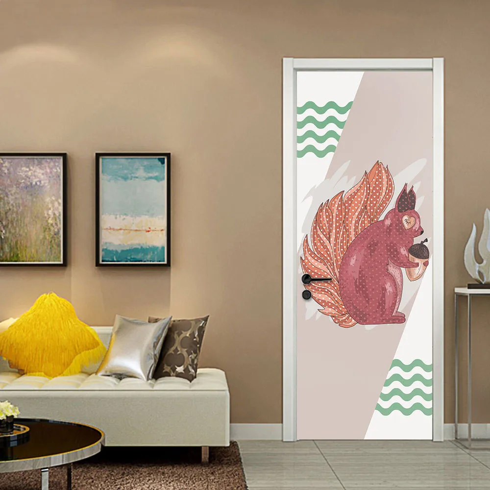 DIY обновления Водонепроницаемый самоклеющиеся детская комната мультфильм плакат дверь стикер скандинавском стиле Печать картинки домашний декор обои