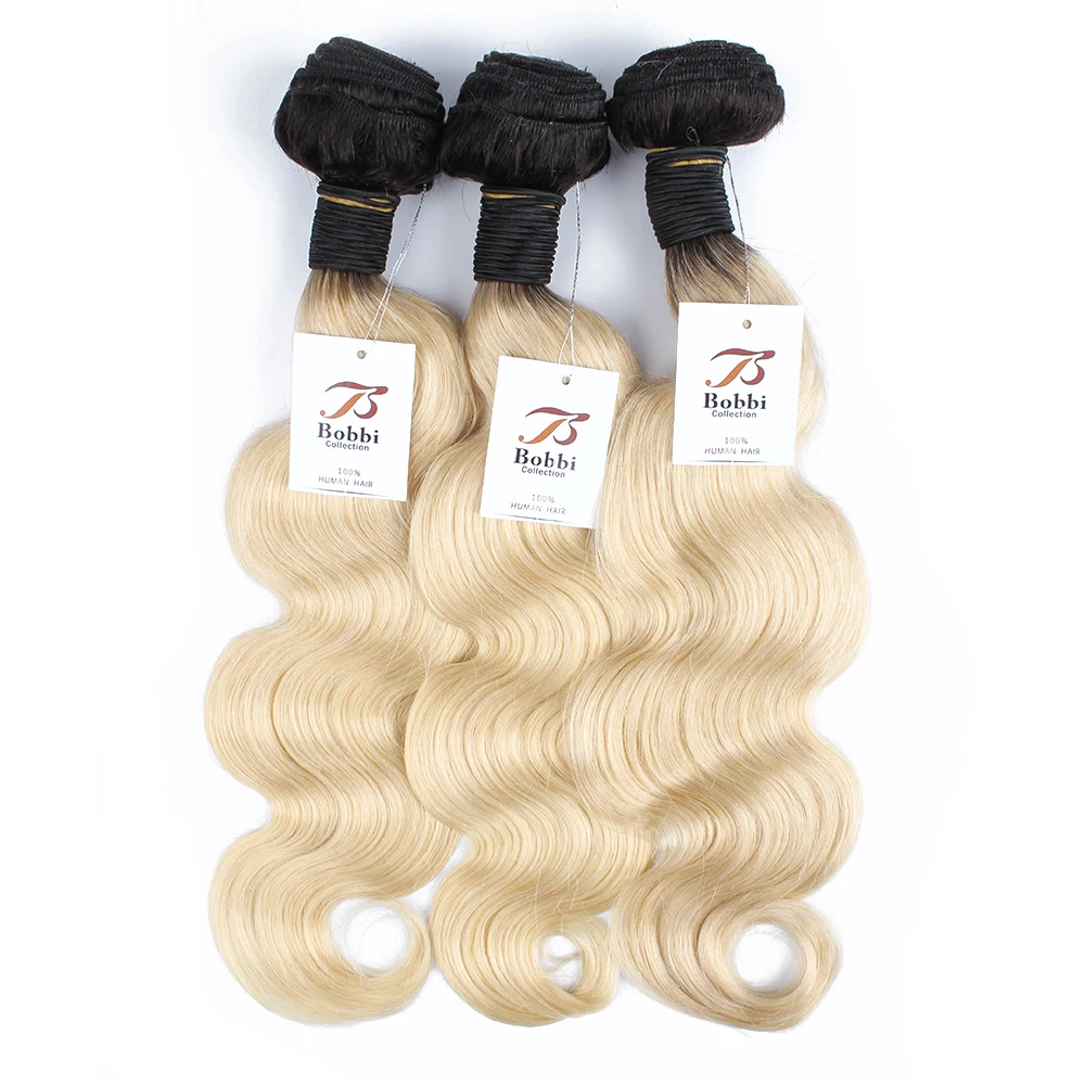 BOBBI коллекция Ombre T 1B 613 пряди с застежкой темные корни Платина блонд бразильские