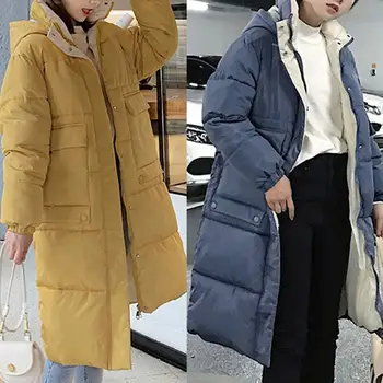 

Sweater Women Fur Lining Coat Womens Winter Warm Thick Long Jacket Hooded Jacket Coat куртка женская зимняя