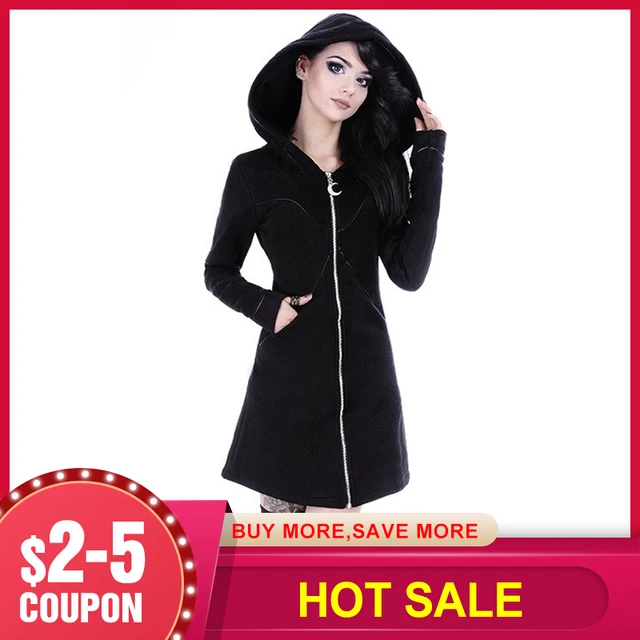 US $18.34 2020 New Gothic Women Hoodie Casual Long Sleeve Hooded zip-up Sweatshirts Hooded Female Jumper Fash