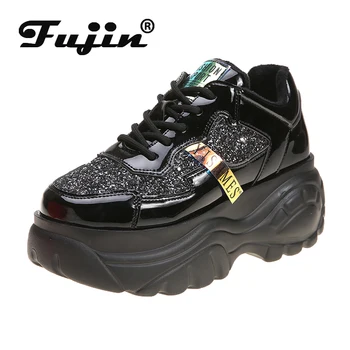 

Fujin Sneakers Spring 2020 Autumn Women Cross Tied Mesh Round Toe Thick Bottom Breathable Platform Fashion Leisure Women Sneaker