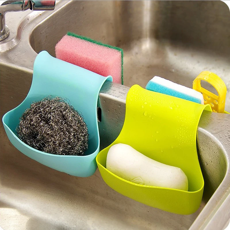 1pcs Useful Pvc Mini Bathroom Hasp Hook Shelves Soap Holder Kitchen Dish Cloth Sponge Holder Storage
