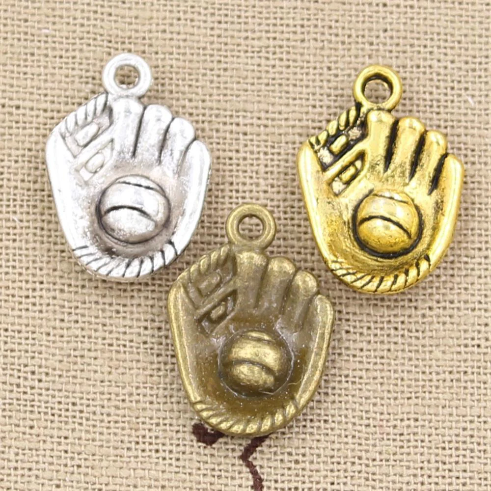 15pcs Charms Baseball Gloves 20x14mm Antique,pendant fit,Vintage Tibetan Bronze Silver Color Gold,DIY For Bracelet Necklace