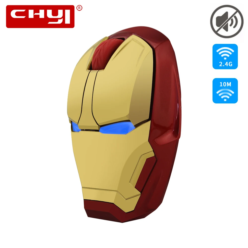 CHYI iron man Беспроводная Бесшумная компьютерная мышь 2,4 ГГц эргономичный оптический геймер Mause с ковриком для мыши для ноутбука Marvel Lover