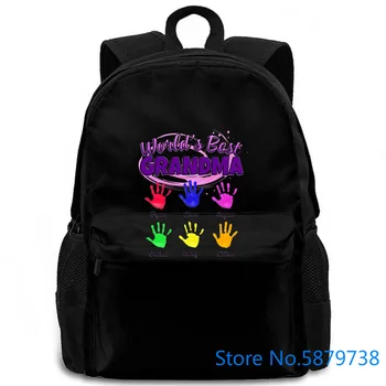 

Personalized World's Best Grandma Child Handprint Ladies Novelty Cool women men backpack laptop travel school adult