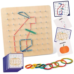 Montessori geoboard de madeira com bandas de borracha manipulador matemático matriz bloco geo board gráficos crianças brinquedos educativos