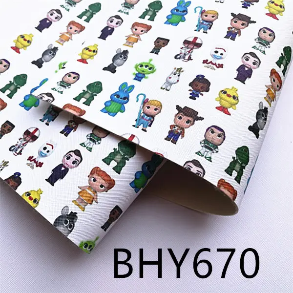 BHY670 20*33 см А4 мультфильм печать синтетическая кожа ткань для DIY аксессуары BHY667 - Цвет: BHY670