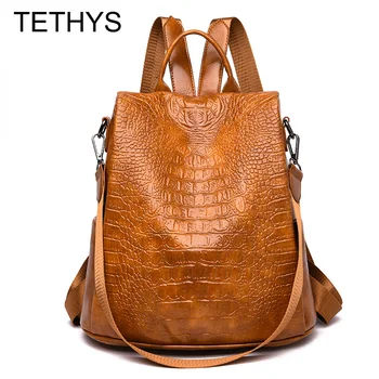 

TETHYS High Quality Backpack Women Leather Backpacks Bag Ladies Large Capacity Bagpack Women Anti Theft Back Pack Mochila Mujer