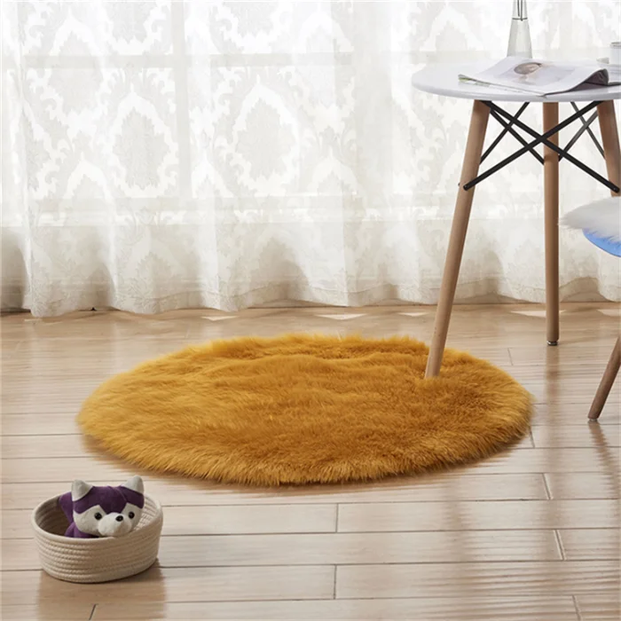 Yellow Camel Искусственная шерсть овчина мягкий коврик для гостиной и спальни ворсистый Противоскользящий ковер круглой формы длинные пушистые ковры A010A - Цвет: Yellow Camel