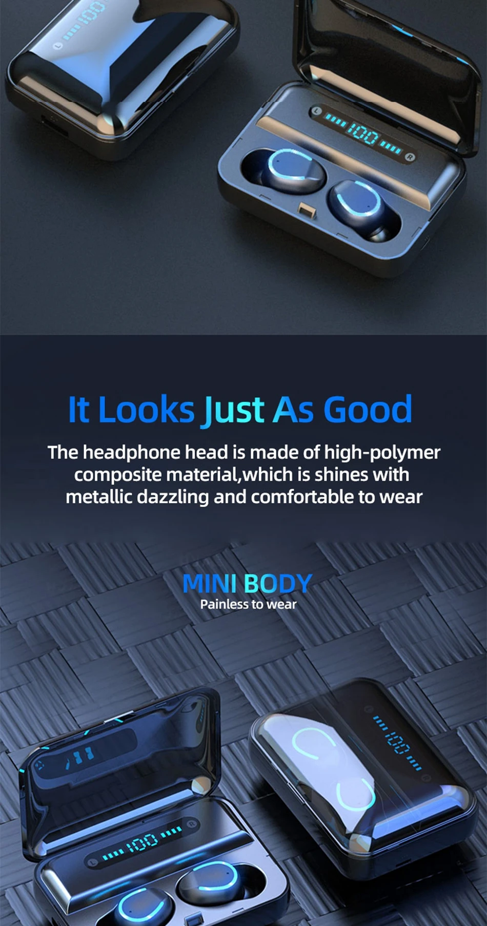 F9-5 Беспроводные наушники с Bluetooth v5.0 TWS, сенсорная гарнитура с отпечатком пальца, Hi-Fi стерео наушники-вкладыши, беспроводные наушники с bluetooth