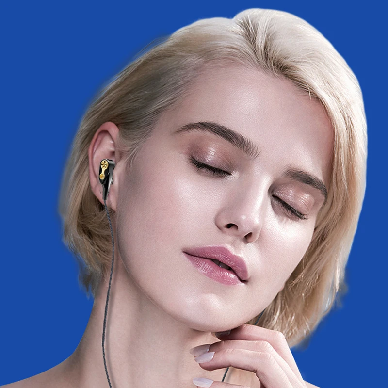 Usb-гарнитура type-c In-Ear high fidelity 5D стерео четырехъядерный двойные наушники с гибким проводом Проводная гарнитура с регулятором громкости для смартфонов