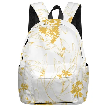 

Yellow Flower Pattern Backpack For Teenage Travel Bags School Bags Backpack Interior Key Chain Holder