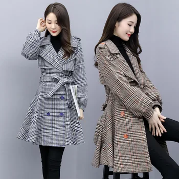

2019 autumn and winter new women's woolen coat Korean version of the wild popular mid-waist waist jacket tide
