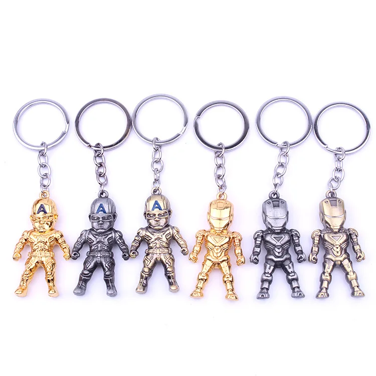 

Marvel Movie Avengers Ironman Captain America Car Keychain Keyring Keyfob Auto Key Chain Ring Store Promotion Gift CNYOWO