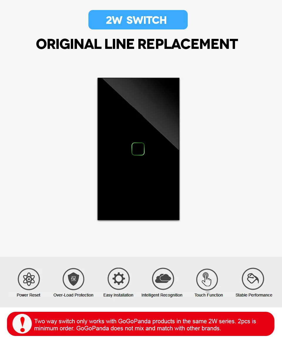 GOGOPANDA стандарт США 1 банда 2 способ управления сенсорный Переключатель ВКЛ/ВЫКЛ настенный светильник управление Лер умный дом автоматизация 2 банда 3 банды