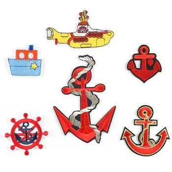 

Steamship Anchor Patches Iron on Patches for Clothing Stripe Badge Embroidered Patches Sticker on Clothes for Kids DIY Appliques