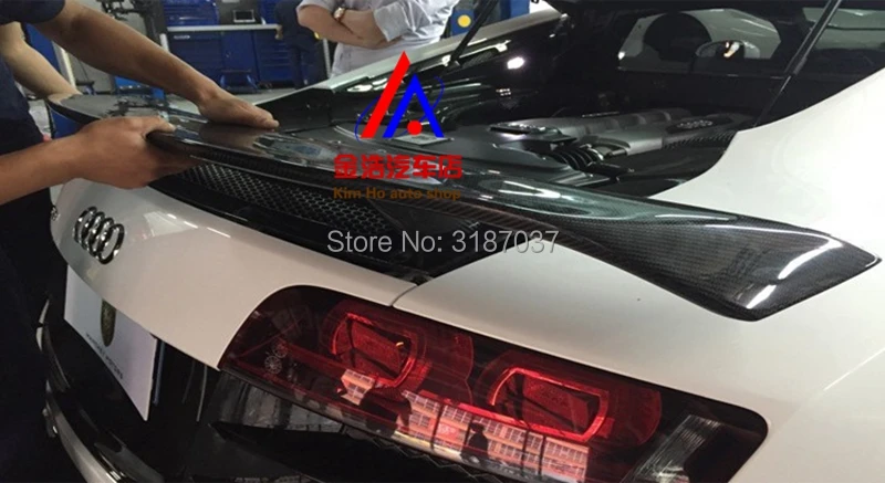 Для Audi R8 V8 V10 2008- карбоновое волокно задний спойлер на крыше крыло багажника губы крышка багажника автомобиля Стайлинг