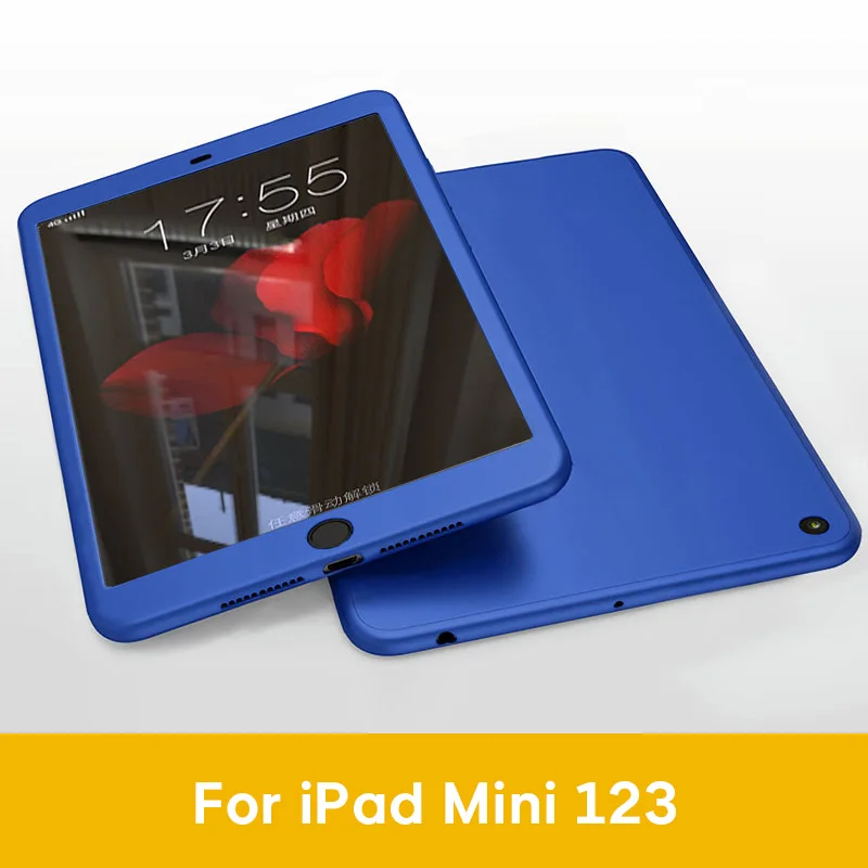 iPad mini 1 2 3 NV Чехол для iPad Air 1 2 3 iPad mini 4 5 для iPad Pro 10,5 силиконовый 360 всего тела крышка+ Стекло для iPad 9,7 5th 6th чехол - Цвет: iPad mini 1 2 3 NV