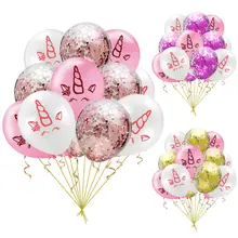 Трансграничной для 12-дюймовый Единорог резиновые воздушные шары конфетти-блестки Набор для дня рождения украшения декоративные принадлежности