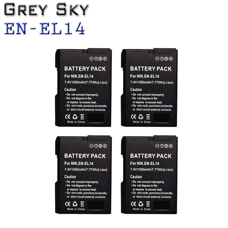 4 battery 1050 мА/ч, EN-EL14 RU EL14 Батарея для Nikon P7800, P7700, P7100, P7000, D5500, D5300, D5200, D3200, D3300, D5100 E14 - Цвет: 4 battery