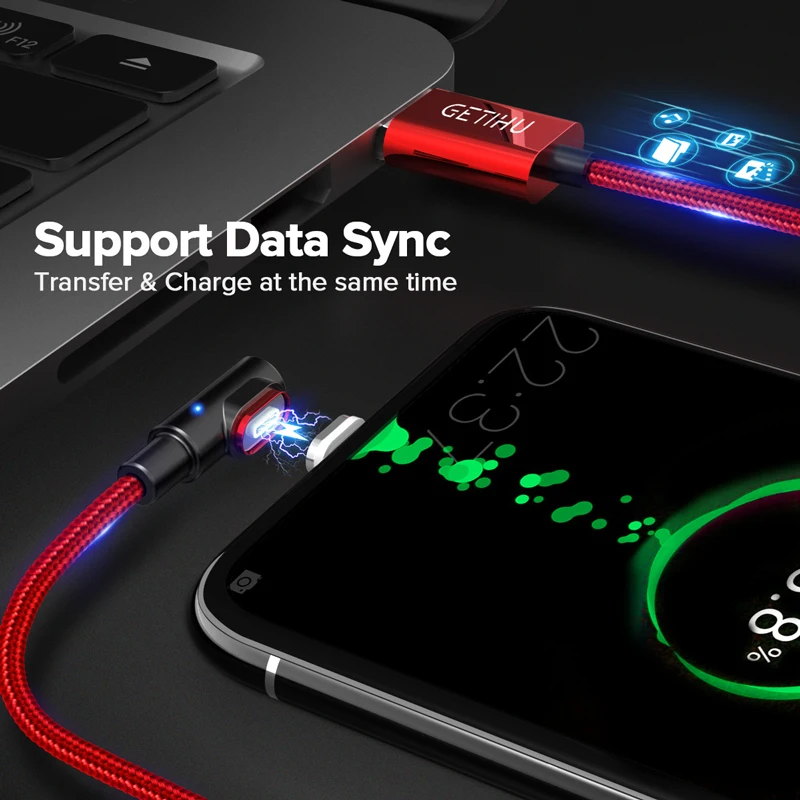 GETIHU 2.4A Быстрый Магнитный кабель для iPhone XS X XR 7 Micro USB быстрое зарядное устройство Тип C магнит Android шнур телефонный кабель для samsung