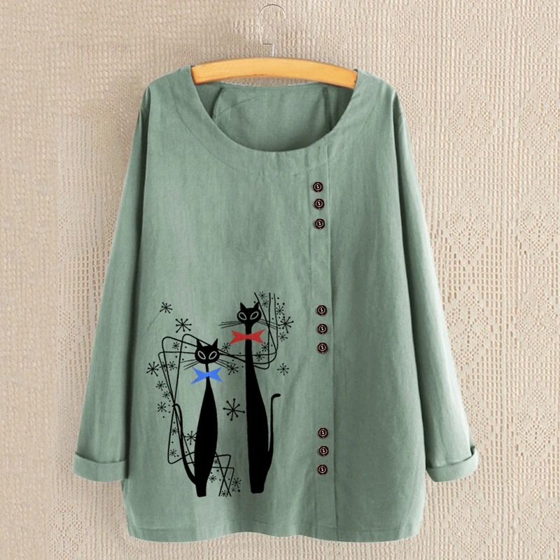 

2020 Autumn Shirt Women Casual Loose Long Sleeve Cotton Linen Pullover Top 9 Colors Plus Size Womens Tops And Blouses